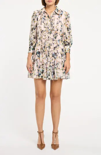 Cinq \u00e0 Sept Rhys Trailing Iris Long Sleeve Minidress | Nordstrom | Nordstrom