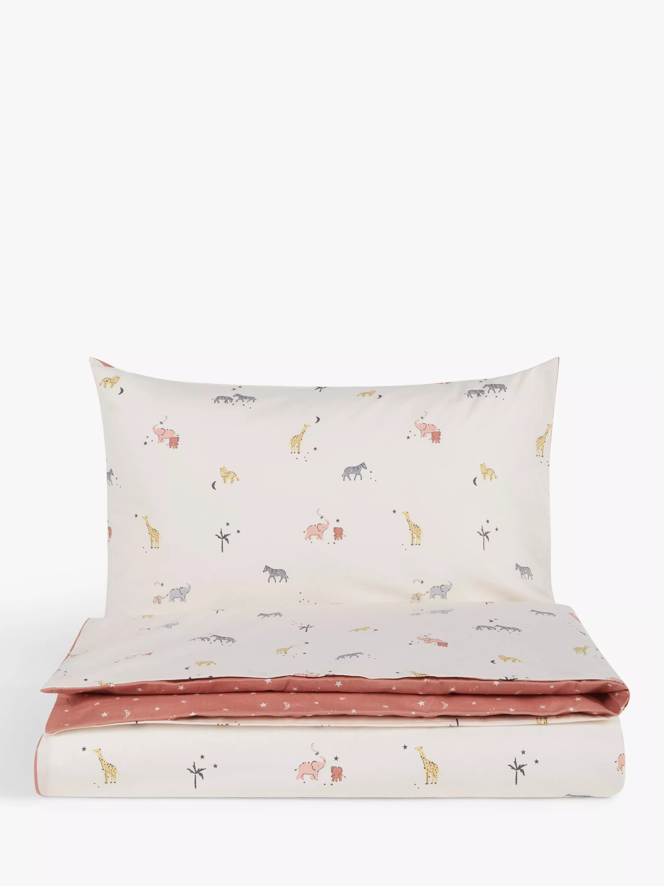 John Lewis Kids' Celestial Safari Pure Cotton Reversible Duvet Cover and Pillowcase Set, Multi | John Lewis (UK)