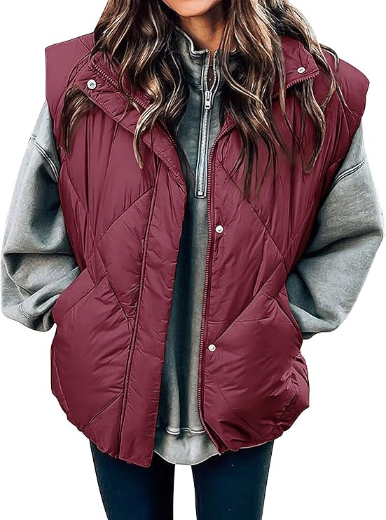 MEROKEETY Women's 2024 Winter Puffer Vest Quilted Stand Collar Zip Up Padded Gilet Coat with Pock... | Amazon (US)