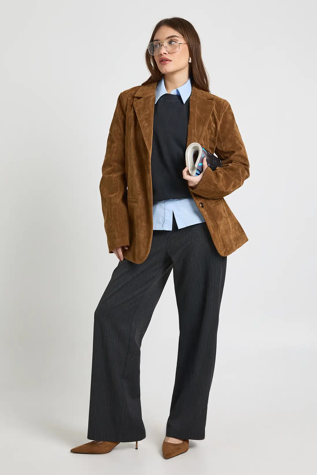 Tan Vintage Look Faux Suede Relaxed Fit Blazer | Boohoo | Boohoo.com (UK & IE)