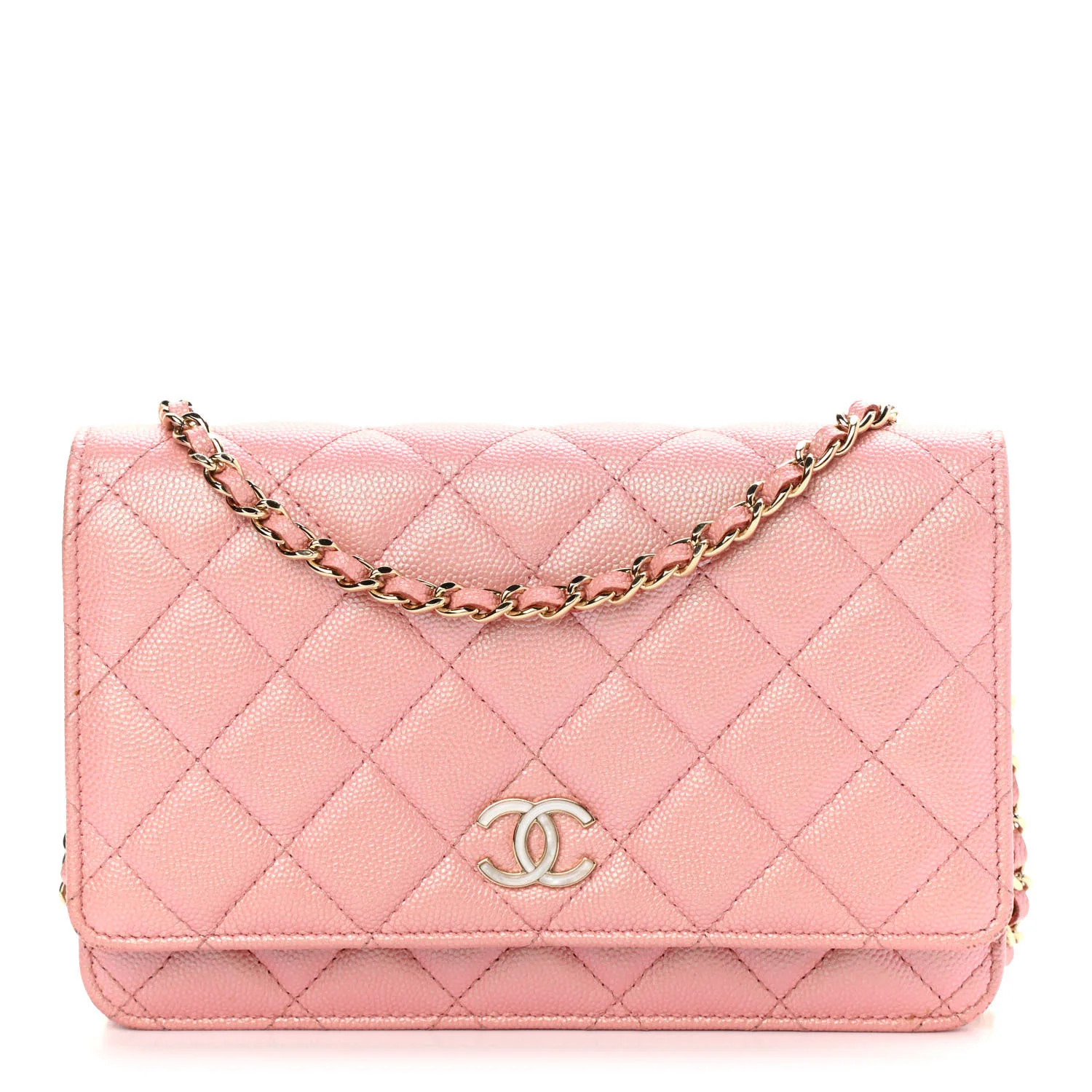 CHANEL Iridescent Caviar Quilted Wallet on Chain WOC Rose Pink | FASHIONPHILE | Fashionphile