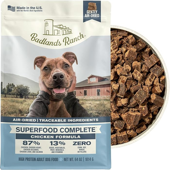 BADLANDS RANCH by Katherine Heigl \u2013 Superfood Complete Air-Dried Chicken Dog Food \u2013 Hig... | Amazon (US)