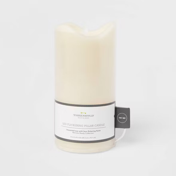 8" x 4" LED Flickering Flame Candle Cream - Threshold™ | Target