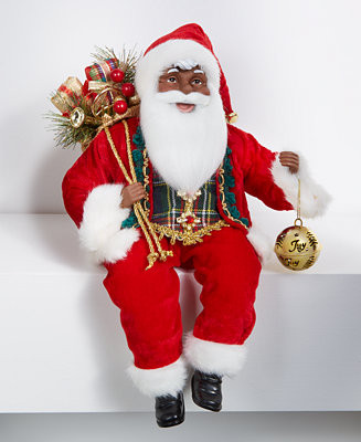 Holiday Lane Heritage African American Sitting Santa Decor, Macy's Exclusive - Macy's | Macy's