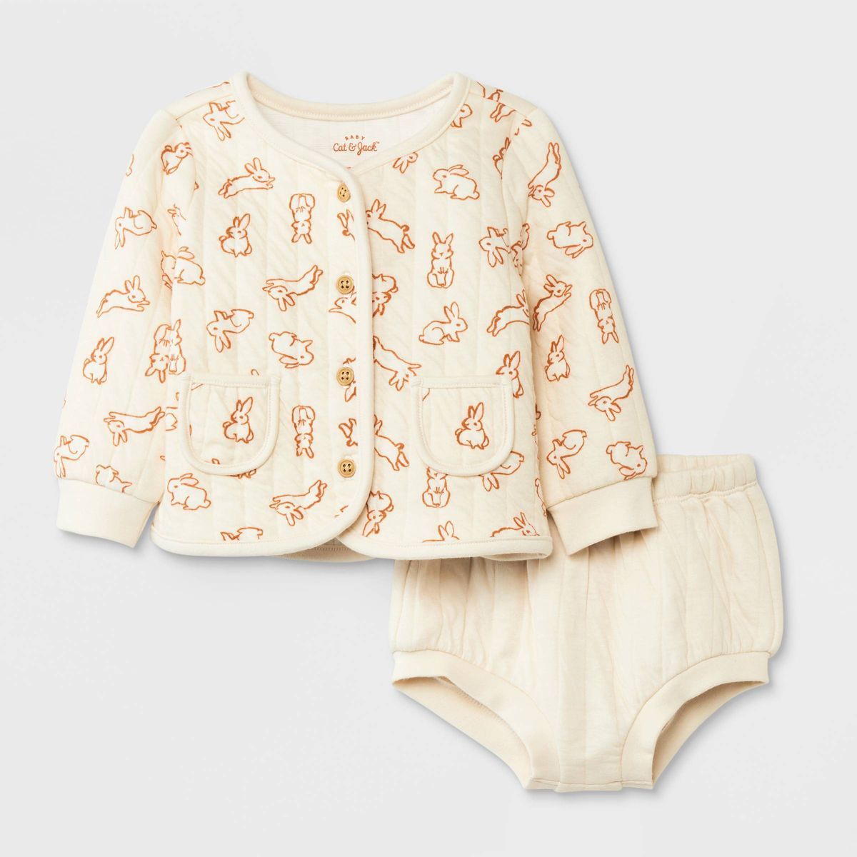 Baby Quilted Layering Top & Bottom Set - Cat & Jack™ Off-White 18M | Target