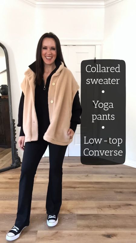 Amazon Sherpa vest!

Sizing:
Vest-wearing medium 
Look 1:
Black half-zip-wearing medium 
Flare leggings-Lululemon, size up, wearing (normally do a 6 in Lululemon)
Converse-run TTS
Look 2:
Sweat set old, linked similar (size up for looser look)
Sneakers-run TTS
Look 3:
Sweater-old Target, linked similar 
Jeans-Zara, linked in IG stories 
Boots-Ugg Ultra Mini Boots

Casual outfit | snowy outfit | sherpa vest | 


#LTKunder100 #LTKunder50 #LTKstyletip