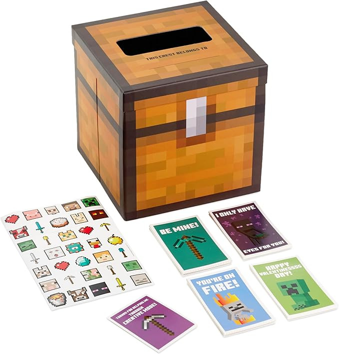 Hallmark Minecraft Valentines Day Cards and Mailbox for Kids School Classroom Exchange (1 Box, 32... | Amazon (US)