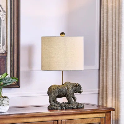 21" Bronze Resin Bear Table Lamp  With  Shade | Wayfair North America