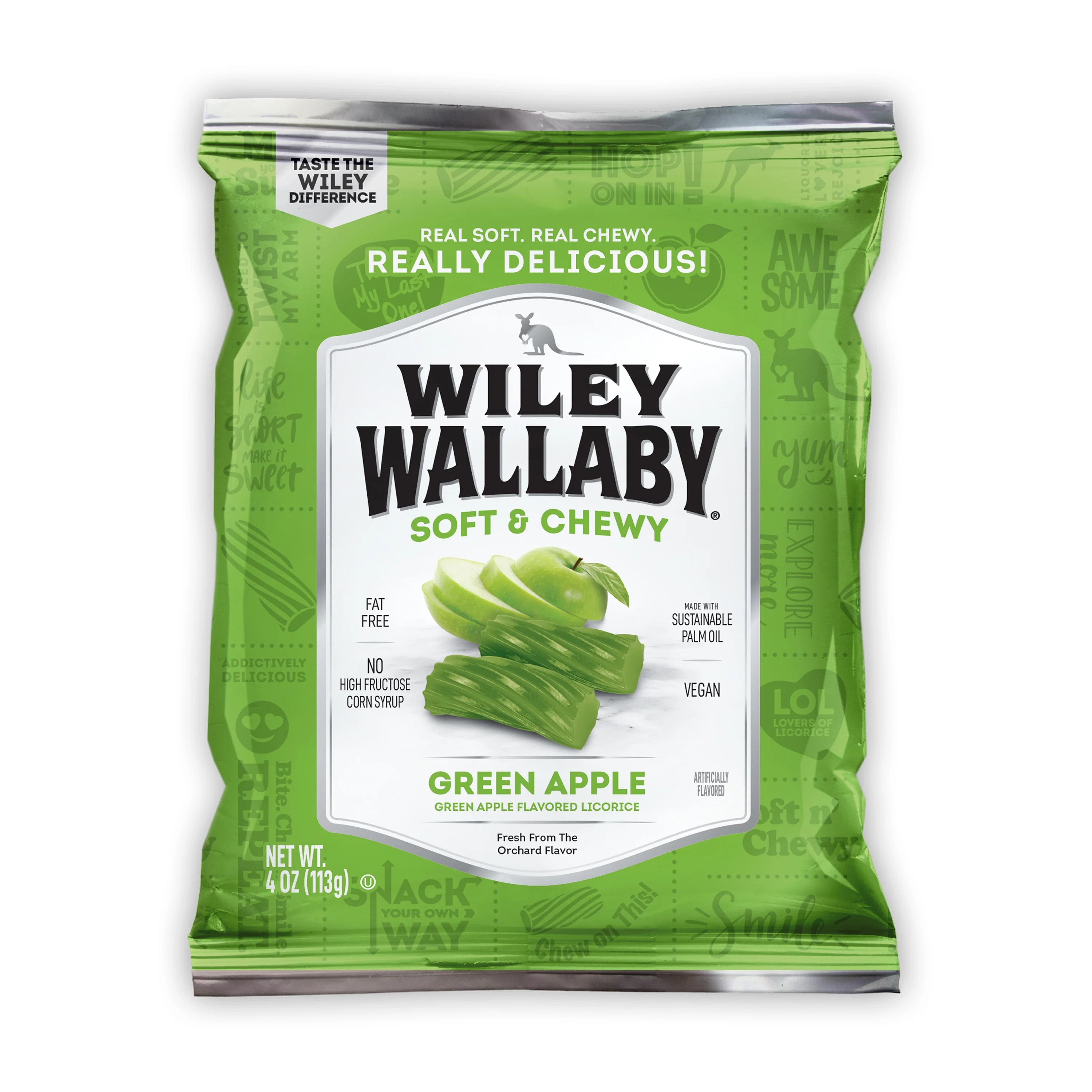 Wiley Wallaby Green Apple Licorice Candy, 4 oz. Bag, Contains Wheat & Soy | Walmart (US)