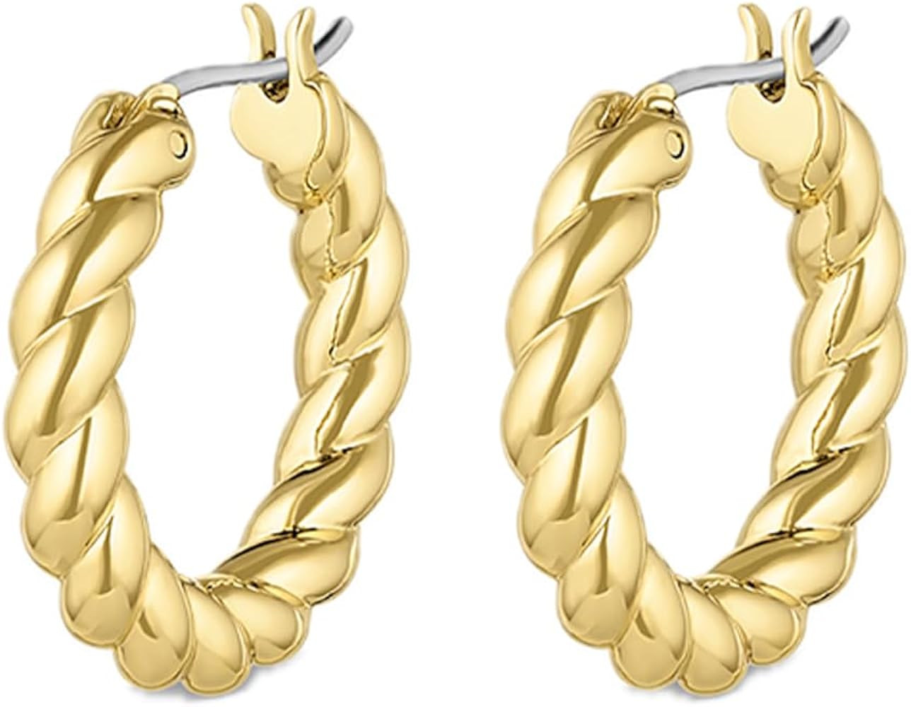 gorjana - Crew Hoops 13/16” - 18k Gold-Plated Brass - Elegant Twisted Design - Stainless Steel ... | Amazon (US)