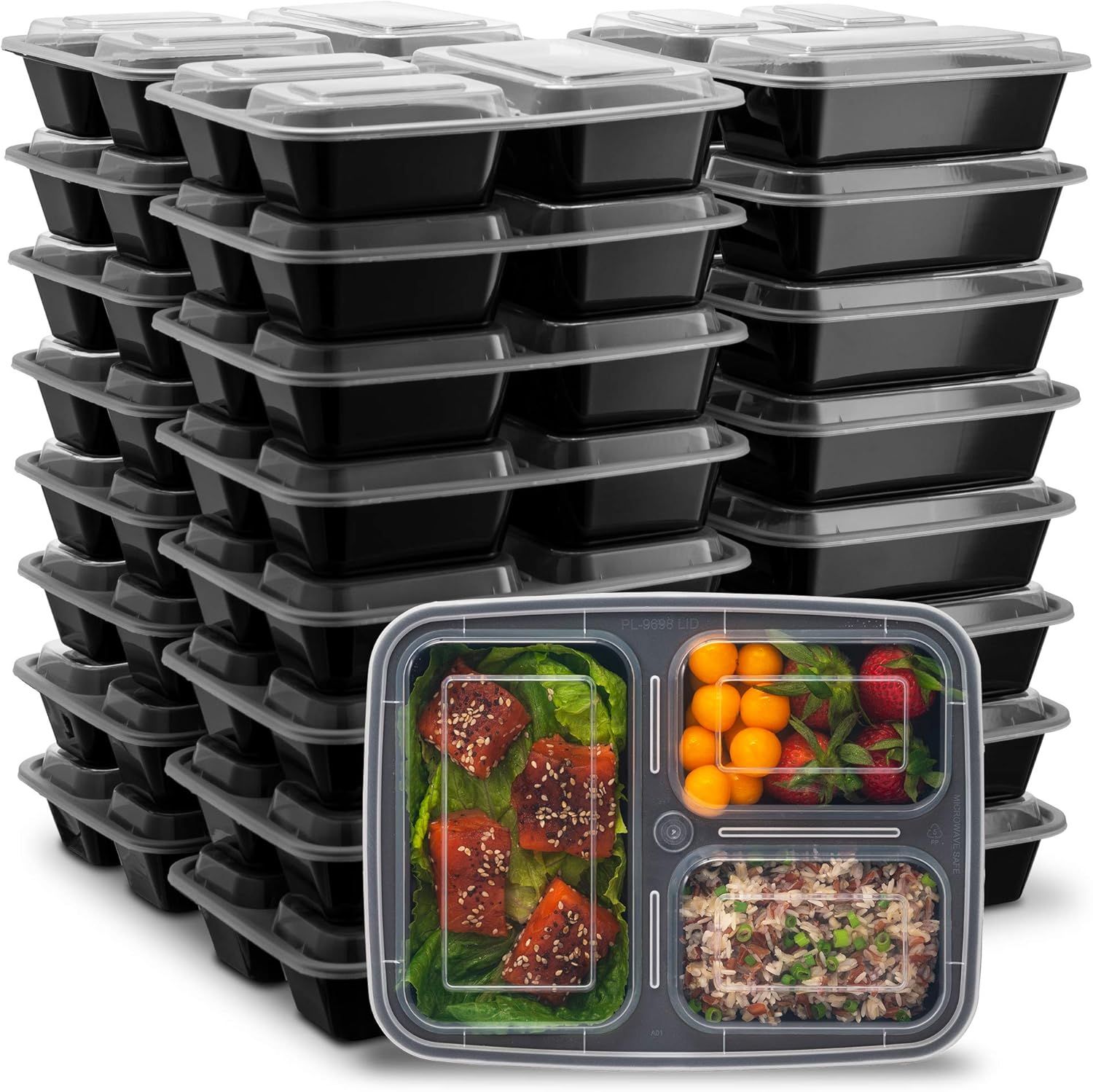 Ez Prepa [25 Pack] 32oz 3 Compartment Meal Prep Containers with Lids -Food Storage Containers BPA... | Amazon (US)