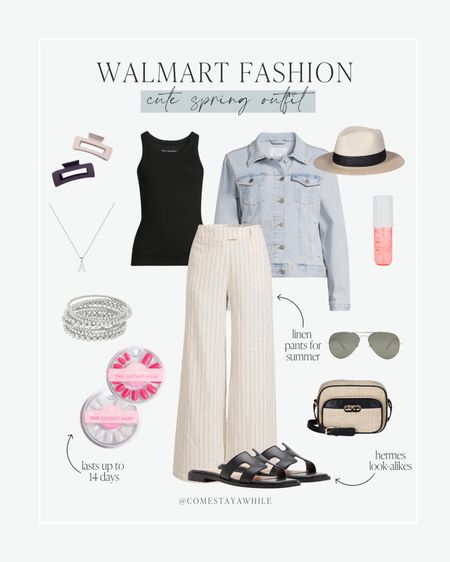 The cutest spring outfit inspiration all from @walmart! 😍 Hermes look-alike sandals, linen pants, viral press on nails, trendy accessories, and much more! Shop now! 🙌🏻

#LTKSeasonal #LTKstyletip #LTKfindsunder50