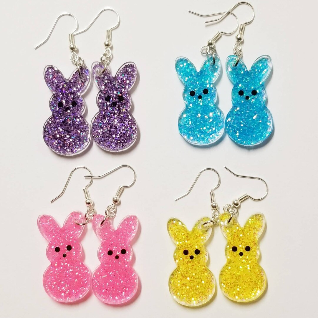 Easter Bunny Earrings, cute Earrings, Pink Bunny, Purple Bunny, Yellow Bunny, Blue Bunny, Easter ... | Etsy (US)