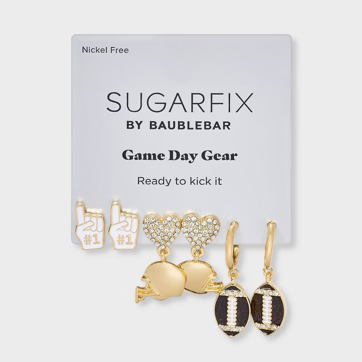 SUGARFIX by BaubleBar Game Day Gear Statement Earring Set 3pc - Gold | Target
