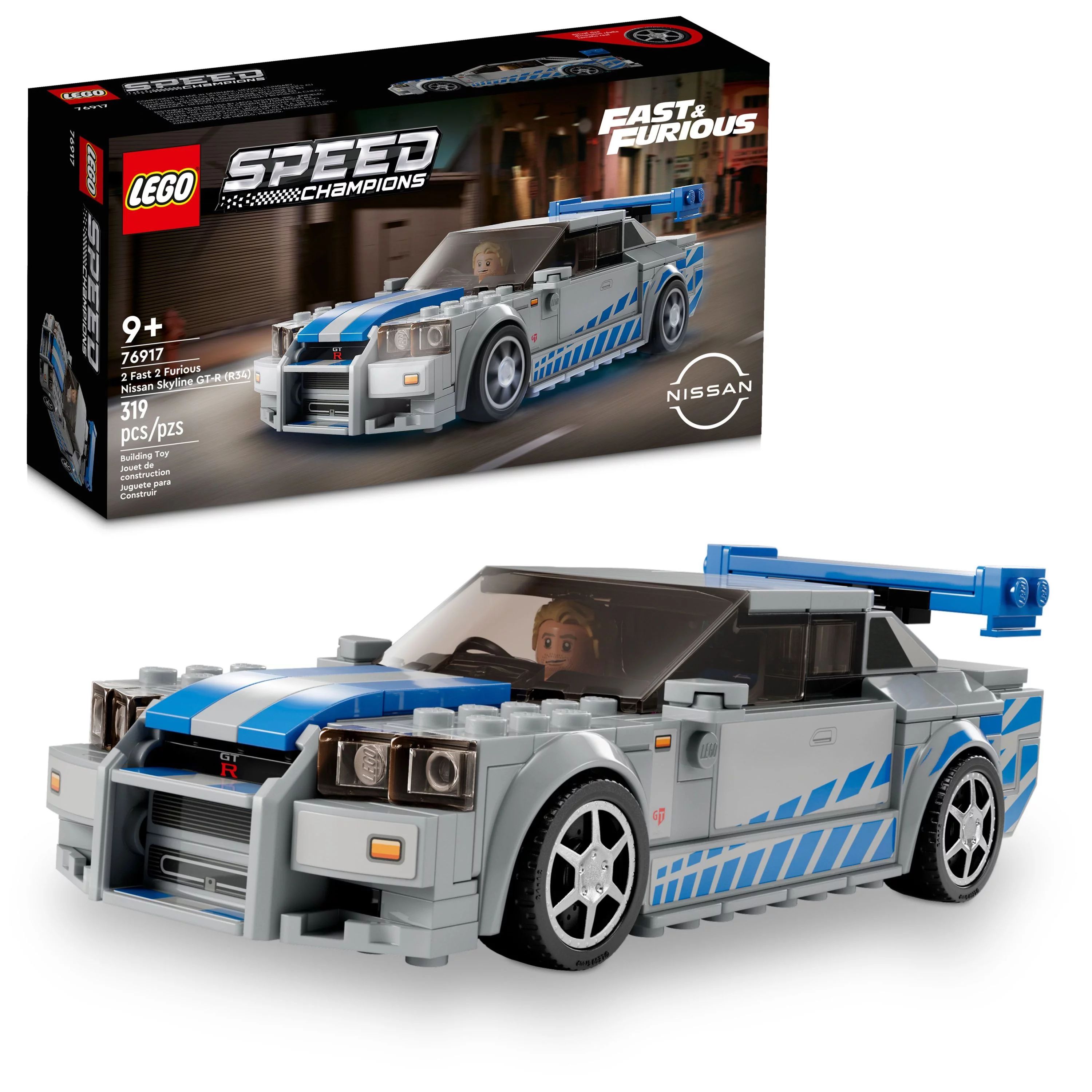 LEGO Speed Champions 2 Fast 2 Furious Nissan Skyline GT-R (R34)  76917 Race Car Toy Model Buildin... | Walmart (US)