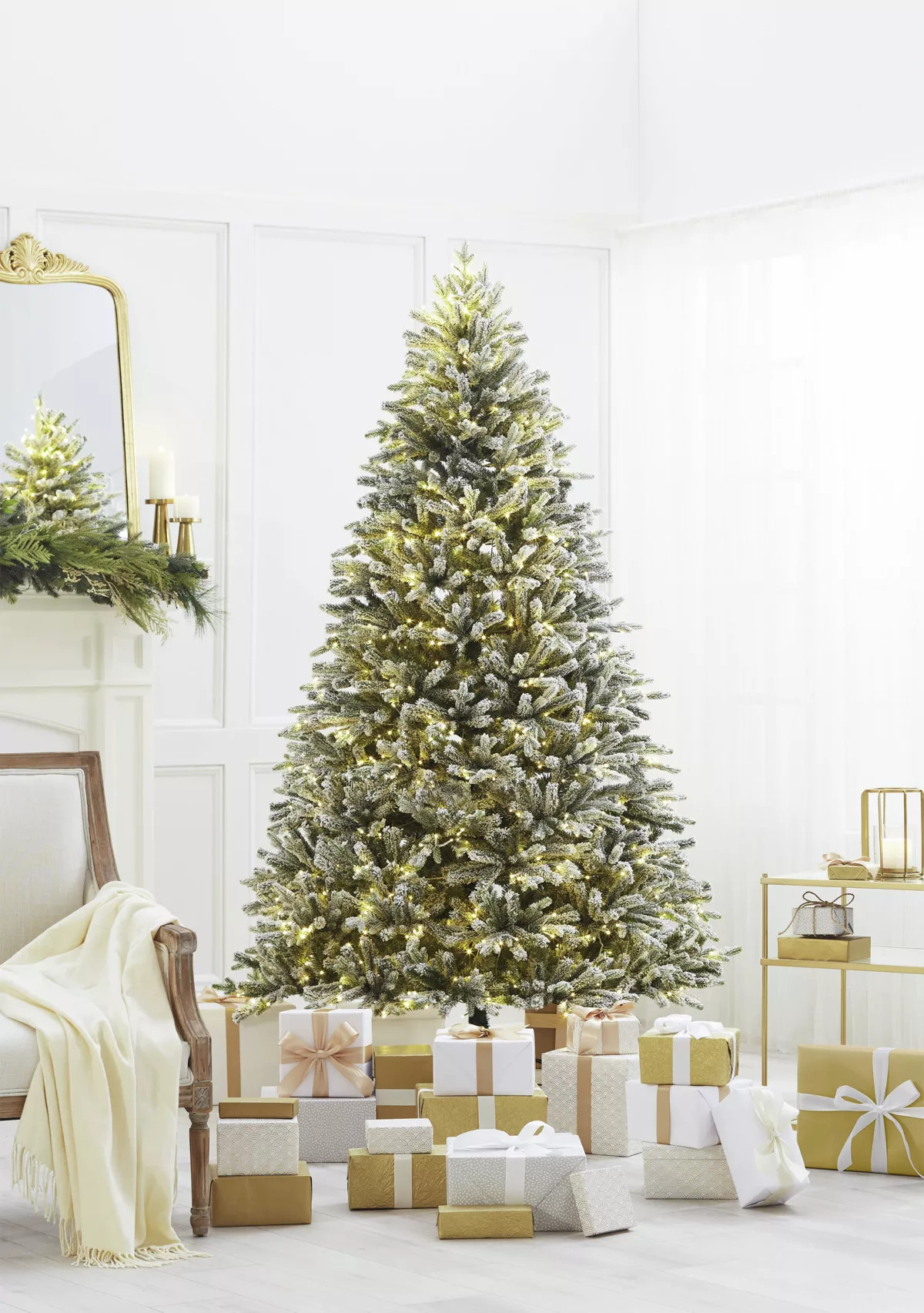 7.5' Pre Lit LED 4 Color Flocked Christmas Tree | Belk