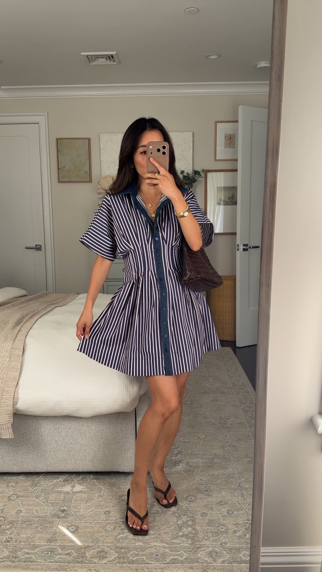 Size info below! 
• Tobie mini shirtdress XXS petite, I machine wash cold and either dry on low or hang to air dry - dries quickly with almost no wrinkles and travels well. I wear mini bike shorts under for extra coverage. Petites could also try regular sizing for longer length. 
• Woven shoulder bag with liner 
• Tony Bianco kitten heels 5.5 

Petite friendly summer, casual summer outfit ideas, mom style