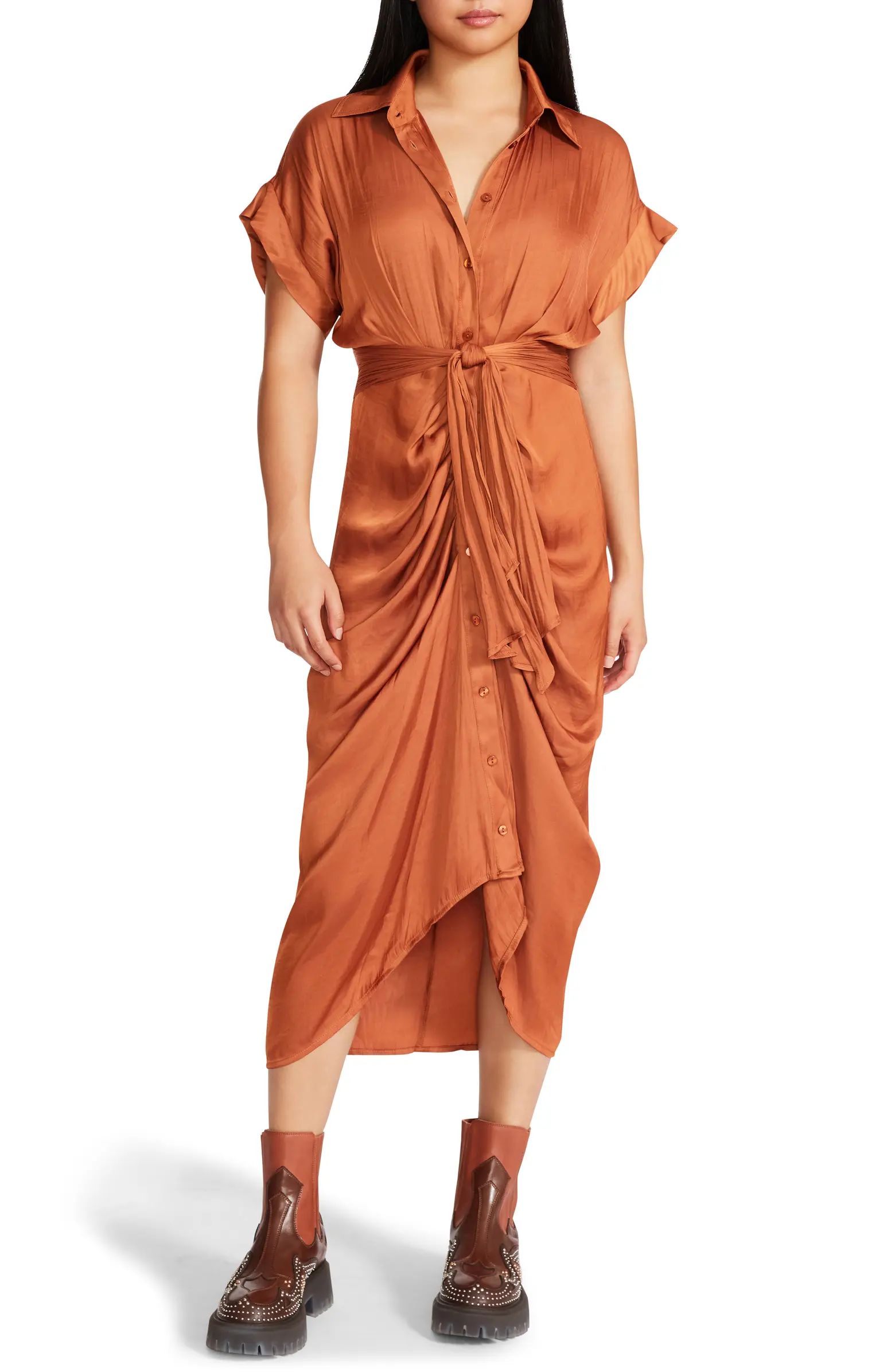 Tori Tie Waist Midi ShirtdressSTEVE MADDEN | Nordstrom