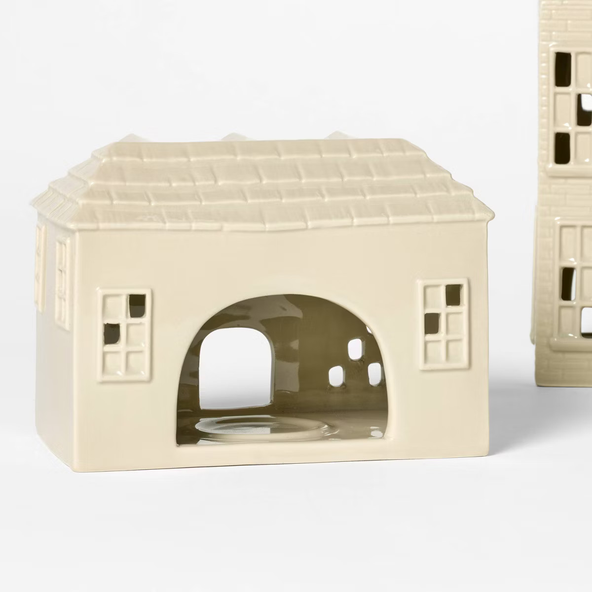 Set of 3 Ceramic Christmas Houses Beige - Threshold™ designed with Studio McGee | Target