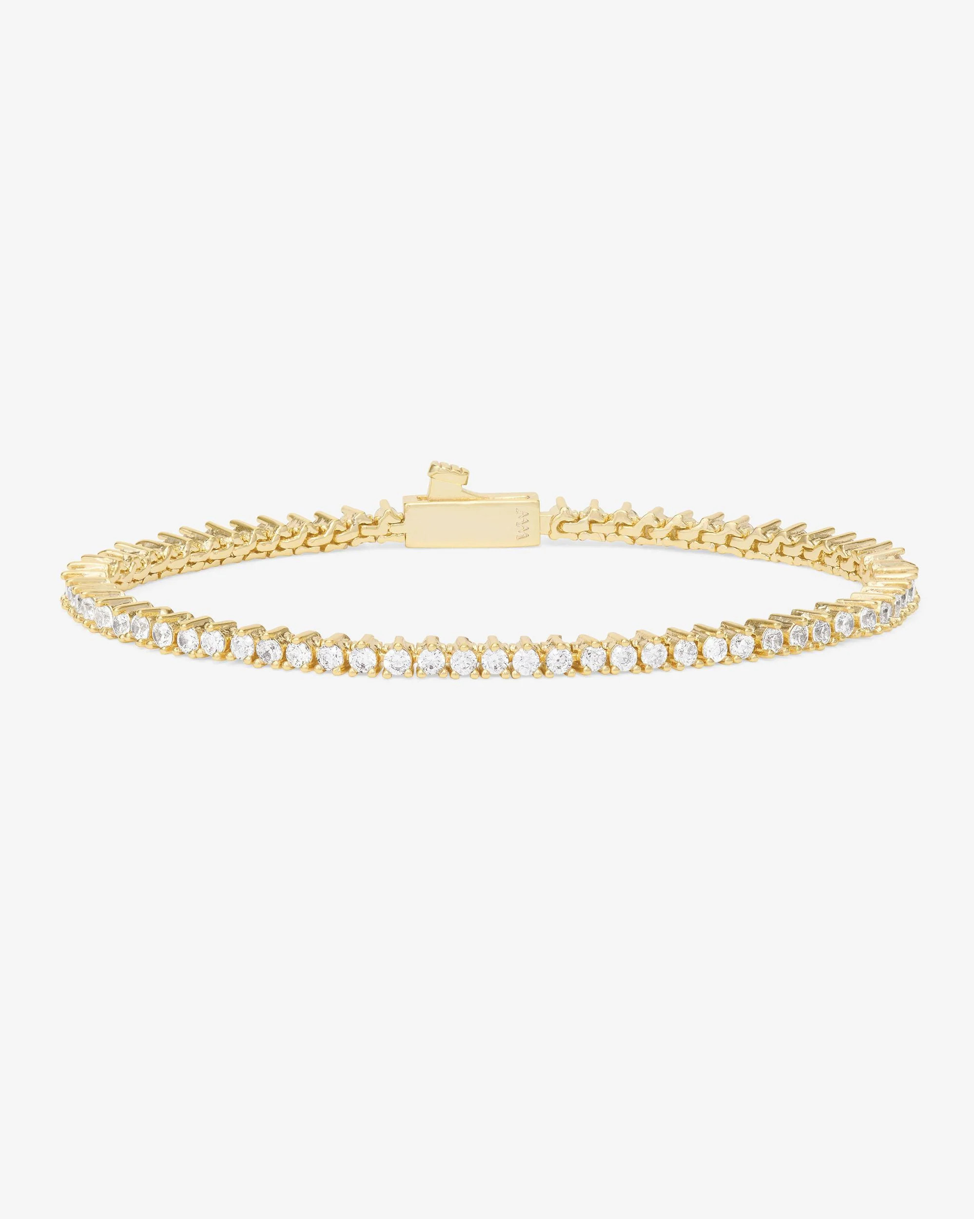 Not Your Basic Tennis Bracelet 2mm - Gold|White Diamondettes | Melinda Maria Jewelry