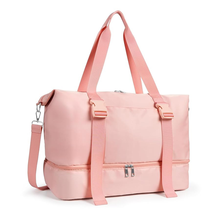 Gym Yoga Bag for Women, Large Weekender Overnight Bag with Wet Pocket, Shoes Compartment, Persona... | Amazon (US)