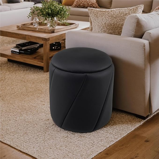 Get Set Style Modern Round Ottoman with Soft Padded Seat, Multifunctional Vanity Chairs for Makeu... | Amazon (US)