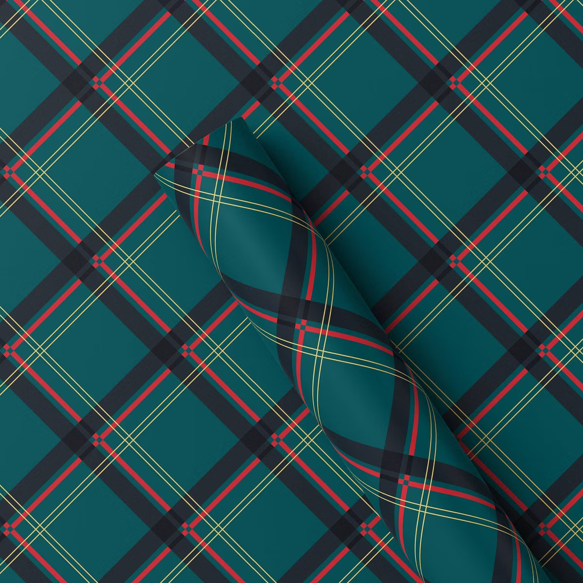 90 sq ft Diagonal Plaid Christmas Gift Wrap Green - Wondershop™ | Target