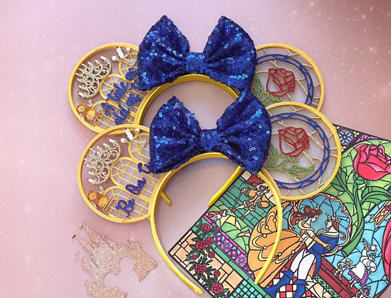 Be Our Guest Tale as old as Time Enchanted Rose Mouse Ear Headband | Etsy (UK)