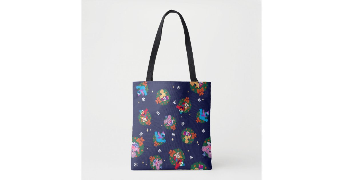 Sesame Street Christmas Wreath Pattern Tote Bag | Zazzle