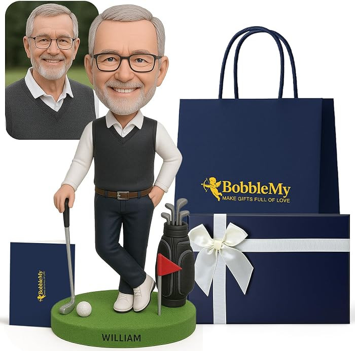 Custom Golf Bobblehead \u2013 6/7/8" Personalized Male from Photo, Semi-Custom Head or Full-Body,... | Amazon (US)