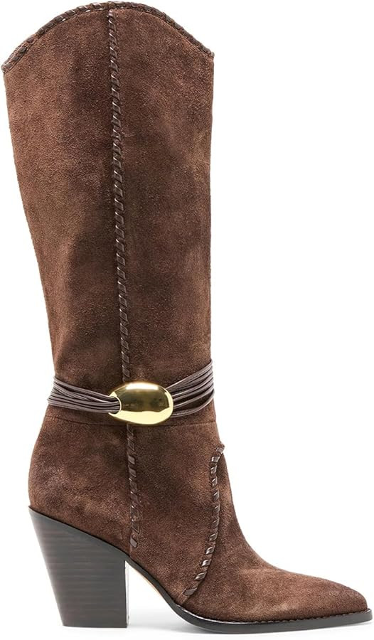 Suede Cowboy Boots for Women Pointed Toe Knee High Cowgirl Boots Chunky Heel Western Boot Dressy ... | Amazon (US)