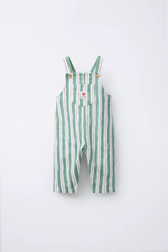 Long overalls with a straight neckline and straps with a front button closure. Patch pocket with ... | Zara US