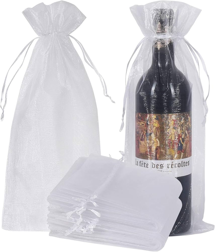 HRX Package 30pcs White Organza Wine Bags, Sheer Mesh Wine Gift Pouches Bottle Covers Dresses Dra... | Amazon (US)