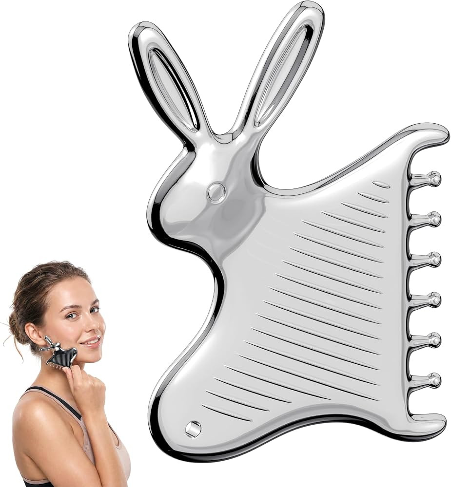 Non-Slip Grip Stainless Steel Gua Sha, 2026 Updated 4 in 1 Bunny Shaped Gua Sha Facial Tools, Coo... | Amazon (US)