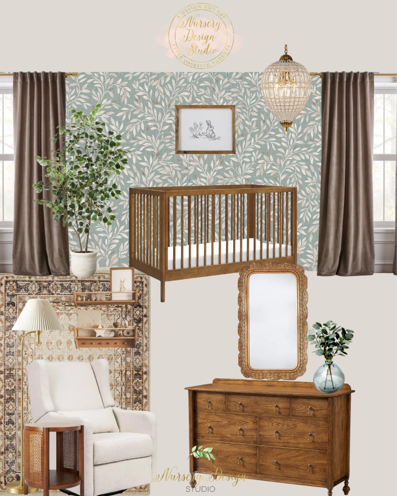 brown crib and dresser Namesake Liberty Crib and 6 Drawer Apothecary Dresser Set main image 1