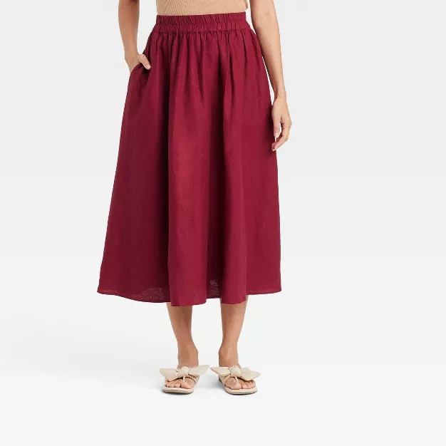 Women's Smocked Waist Mid-Rise A-Line Skirt - A New Day™ | Target