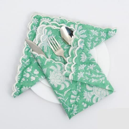 Mint Green Off White Pure Cotton Embroidery Napkins Kitchen Towels Table Decor Table Linen Cotton... | Amazon (US)