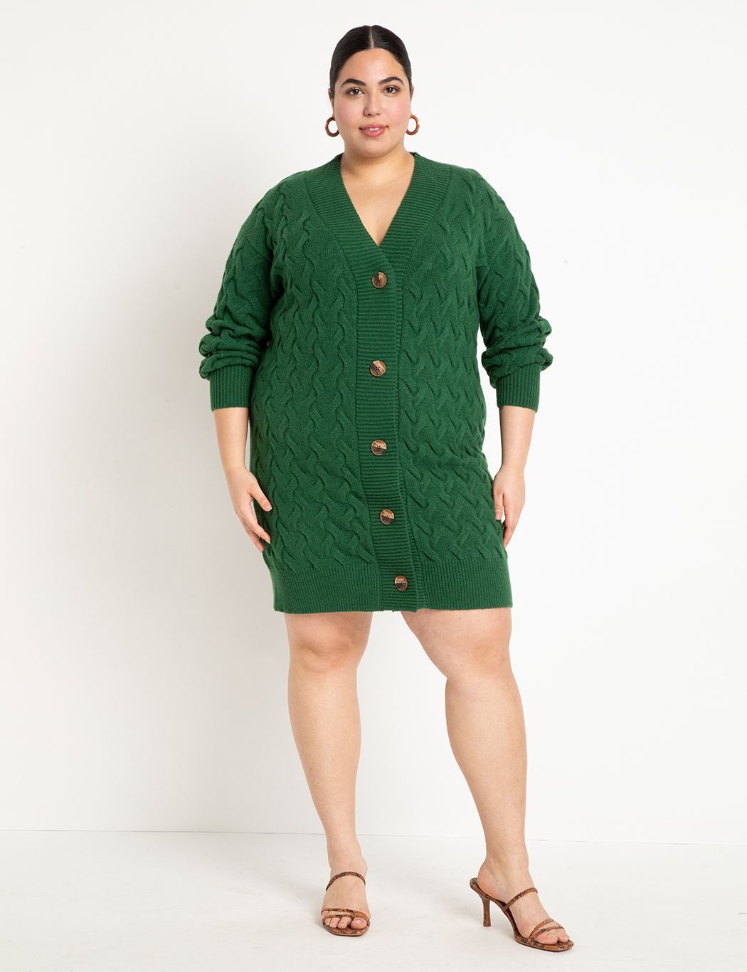 Novelty Stitch Cardigan Sweater Dress | Eloquii