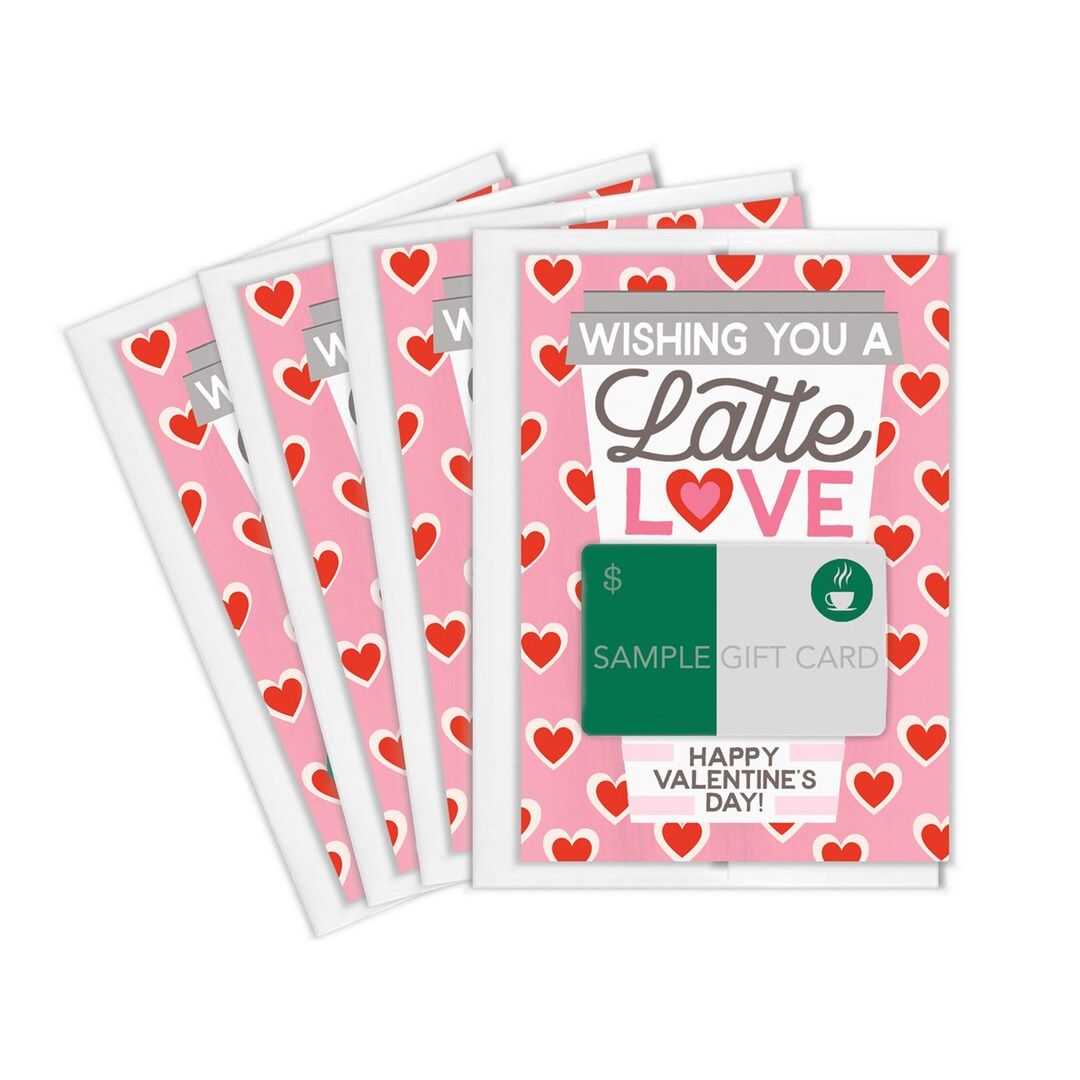 Valentine Coffee Gift Card Holders (4 Pack) | Valentine's Day Set of 4 with White Envelopes | Lat... | Etsy (US)