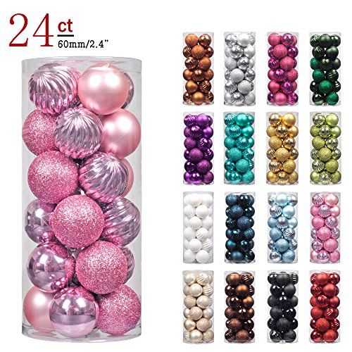 KI Store 24ct Christmas Ball Ornaments Shatterproof Christmas Decorations Tree Balls Pastel for Holi | Amazon (US)