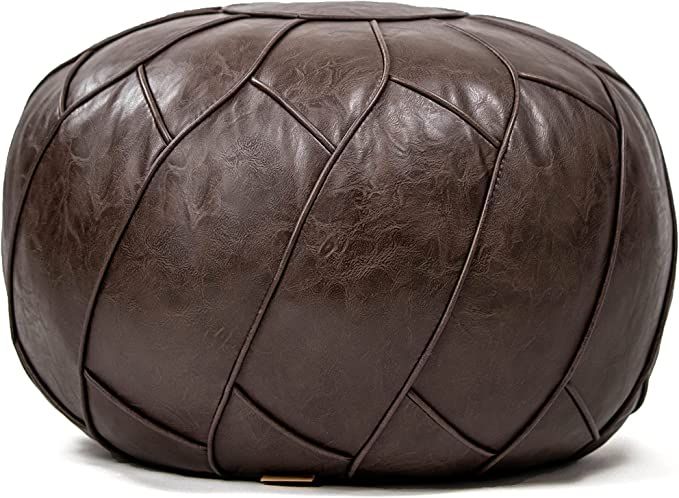 Moderner Faux Leather Pouf Unstuffed Ottoman Moroccan Footstool, Floor Footrest Cushion, Storage ... | Amazon (US)