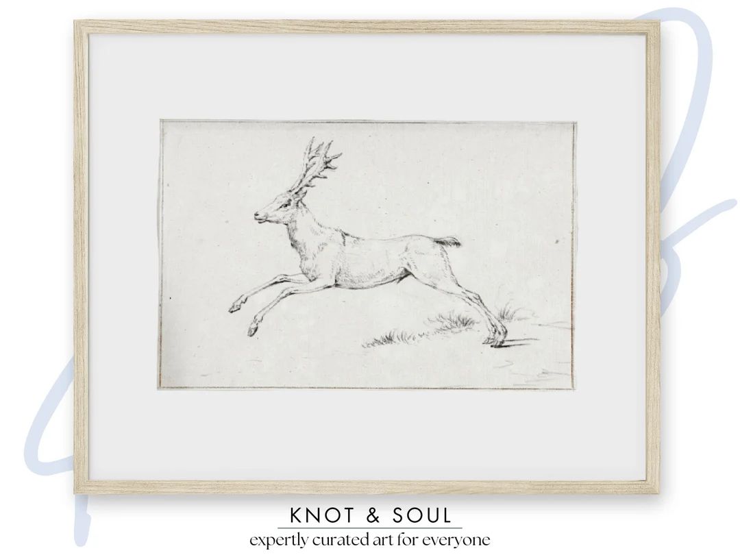 Vintage Winter Reindeer SKETCH | Farmhouse Christmas Winter Print | 177 | Quality Matte Print Arc... | Etsy (US)