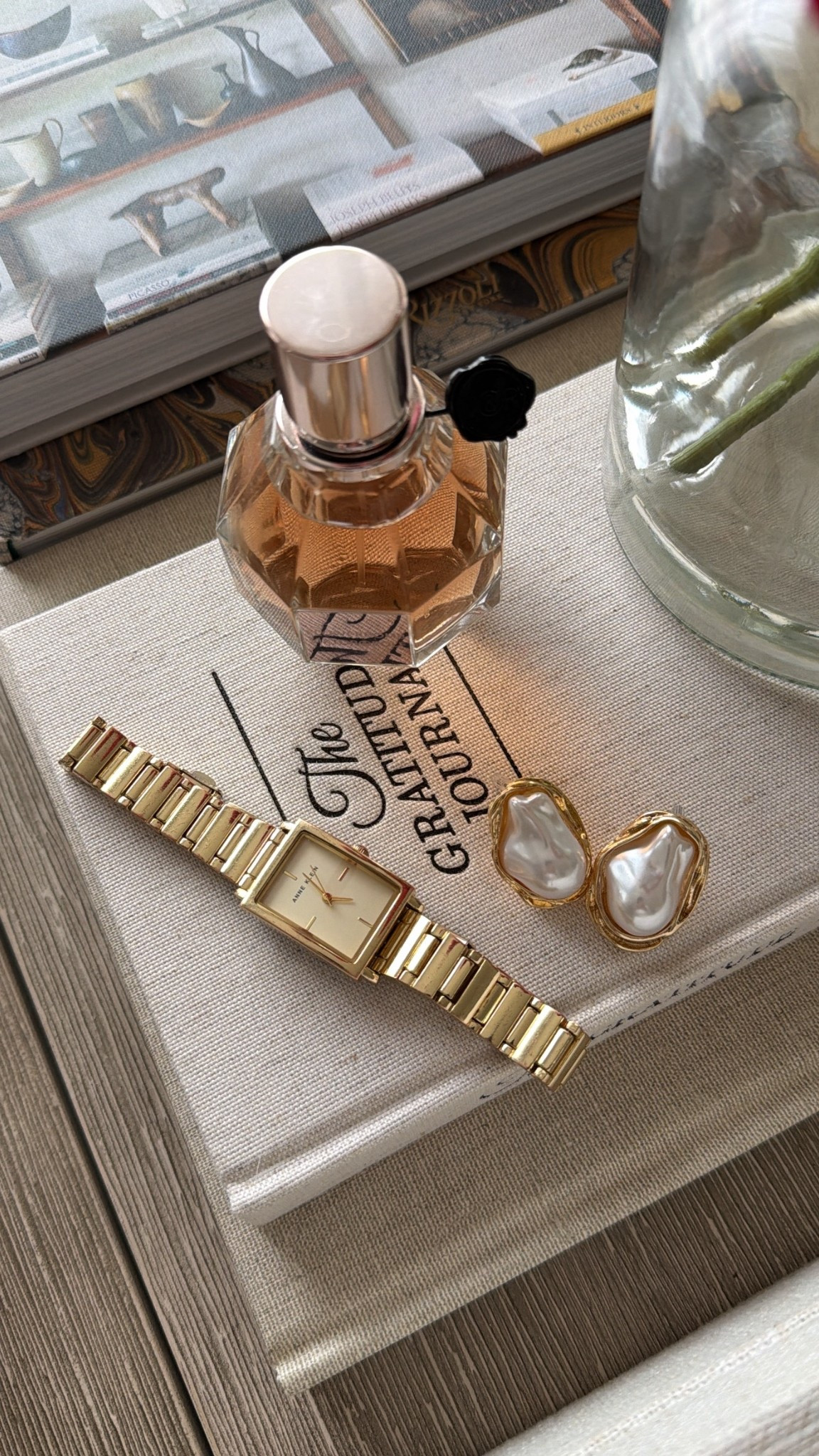 the gold tone of this watch is just beautiful.  comes in an elevated very presentable looking anne klein box! mayes a great gift 
thx gratitude journal comes in new spring colors too.  check it out.  earrings are also amazon!  linked exact!

#LTKMothersDay