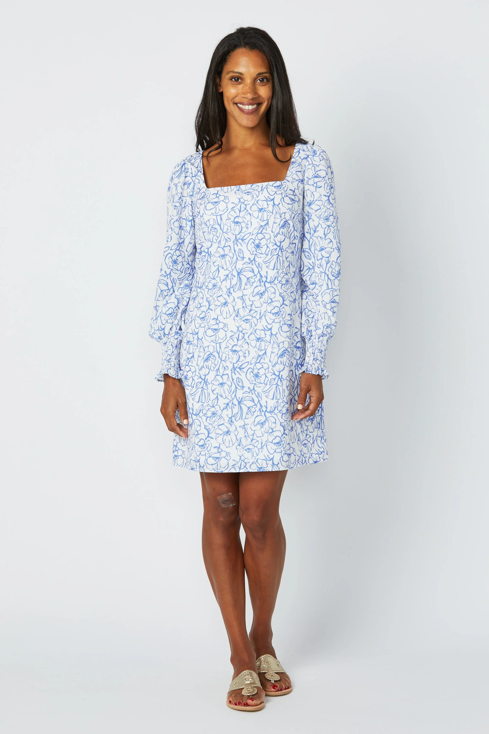 Floral Vine Print Square Neck Dress | Sail to Sable