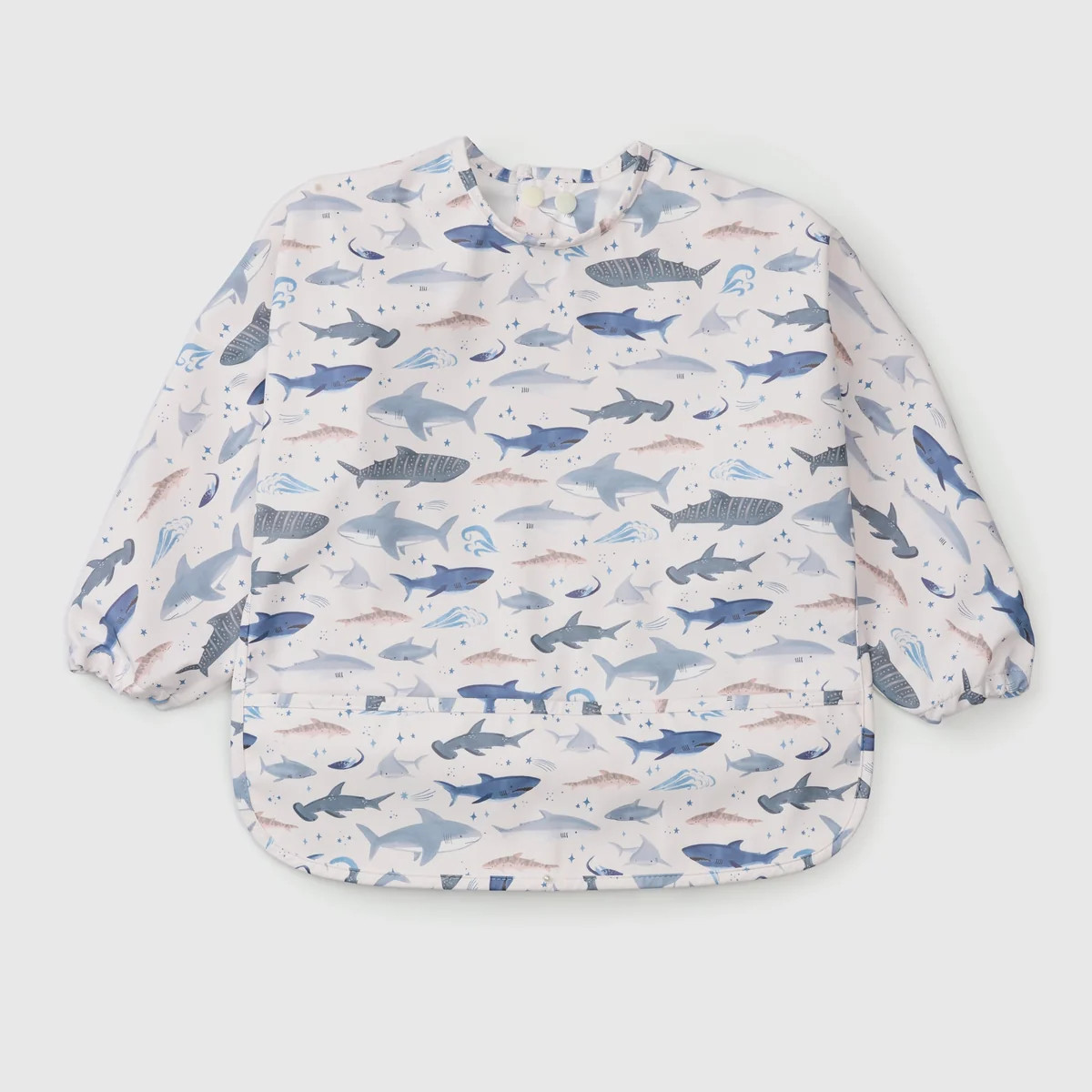 Long Sleeve Bib - Smiley Sharks | Loulou Lollipop | Loulou Lollipop 