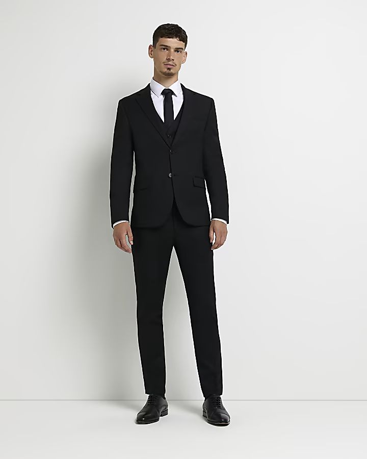 Black skinny fit twill suit trousers | River Island (UK & IE)