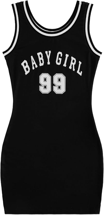 SOLY HUX Women's Letter Graphic Print Color Block Sleeveless Tank Dresses Bodycon Mini Dress | Amazon (US)