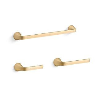Cursiva 3-Piece Bath Hardware Set in Vibrant Brushed Moderne Brass | The Home Depot