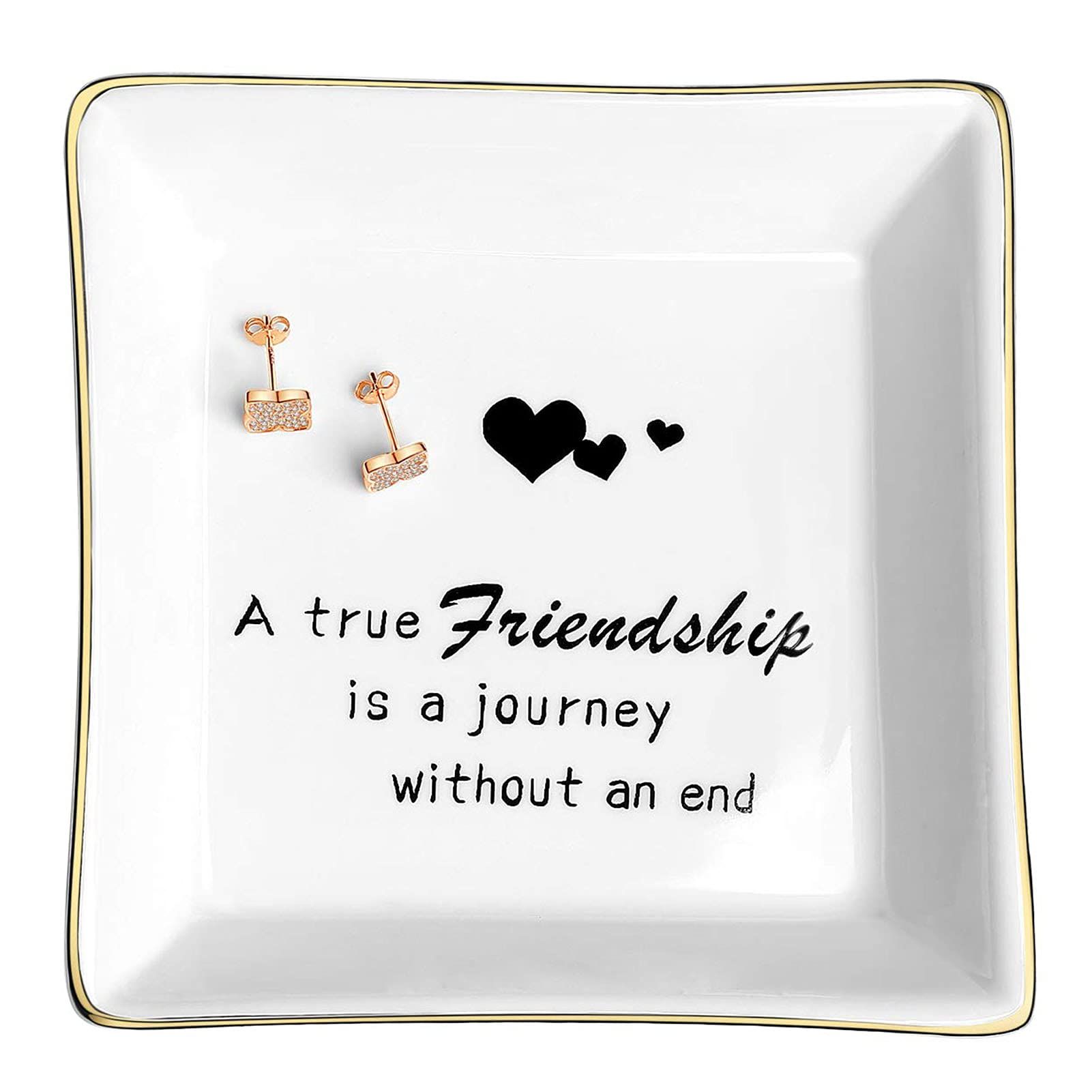 Friendship Gifts for Women Friends Ceramic Ring Dish - Bestie Gift for Women Jewelry Tray - Ring Tri | Amazon (US)