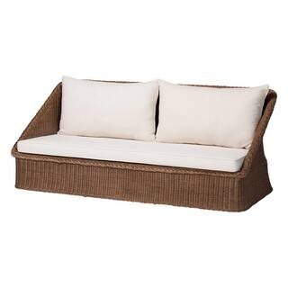 Derris 77.6 in. Slope Arm Fabric Straight Rectangle Sofa in Peanut Brown Rattan | The Home Depot